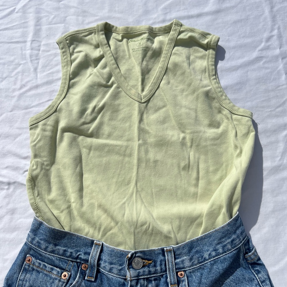 Pastel Green Vneck Crop Top